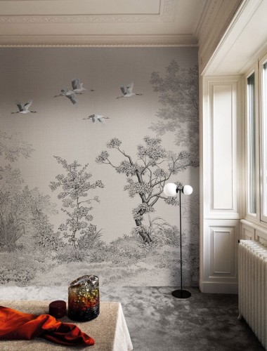 Fototapeta krajobraz drzew i żurawi London Art Obi KMN13 E Tale Books: Kimono