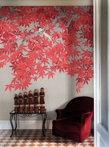 Fototapeta czerwony klon japoński London Art Tsukesage knm20 E Tale Books: Kimono