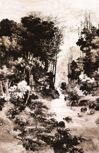 Mural krajobraz lasu Casadeco KYTO 88772951 Pavillon D'or Kyoto