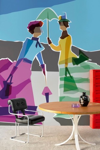 Fototapeta jak obraz z wizerunkiem dam Wall&Deco WDPR2301 Promenade d’été Contemporary 2023