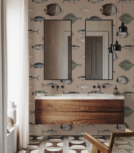 Mural ryby Under the Sea Vintage Beige 8731 Wallcolors