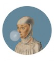 Mural okrągły portret kobiety Dots Woman with Bubble Gum Blue 8724 Wallcolors