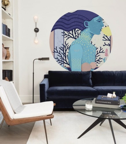 Mural okrągły syrena Dots Siren cool girl 8702 Wallcolors