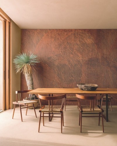 Mural jak drewniane słoje Elitis VP939 01 Nuit Cinetique Bois Sculpte