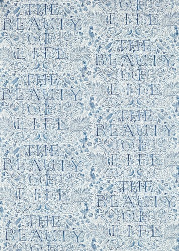 Tkanina z botanicznym wzorem i napisami Morris & Co. 227034 The Beauty Of Life Emery Walker's England