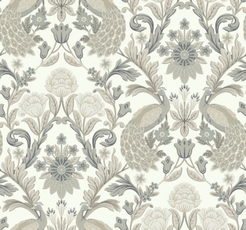 Tapeta pawie i kwiaty York Wallcoverings AC9102 Plume Dynasty Art & Crafts