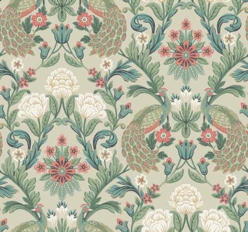 Tapeta pawie i kwiaty York Wallcoverings AC9104 Plume Dynasty Art & Crafts