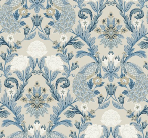 Tapeta pawie i kwiaty York Wallcoverings AC9105 Plume Dynasty Art & Crafts