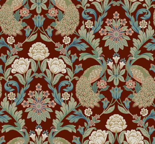 Tapeta pawie i kwiaty York Wallcoverings AC9106 Plume Dynasty Art & Crafts