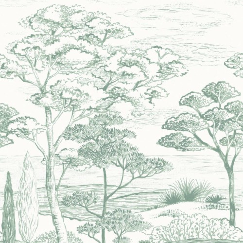 Tkanina woal śródziemnomorski krajobraz Camengo 35570125 Kimono Poesie Sauvage - 280 cm szer.