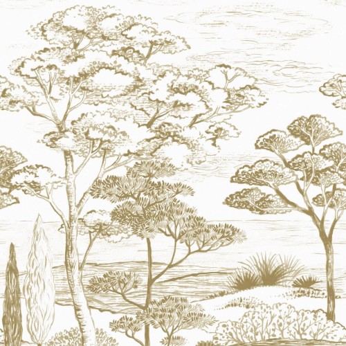 Tkanina woal śródziemnomorski krajobraz Camengo 35570244 Kimono Poesie Sauvage - 280 cm szer.