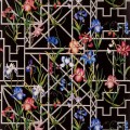 Tapeta kwiaty i bambusowy treliaż Christian Lacroix PCL7045/03 Fretwork Garden Lacroix Stravaganza