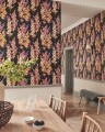Tapeta kwiaty vintage Sanderson 217032 Hollyhocks One Sixty