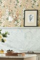 Tapeta kwiaty vintage złota Sanderson 217034 Hollyhocks One Sixty
