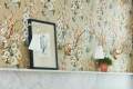 Tapeta kwiaty vintage złota Sanderson 217034 Hollyhocks One Sixty