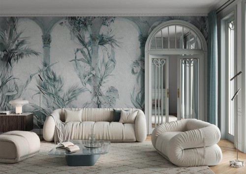 Fototapeta egzotyczne rośliny i starożytne kolumny Wonderwall Marmari 35055603