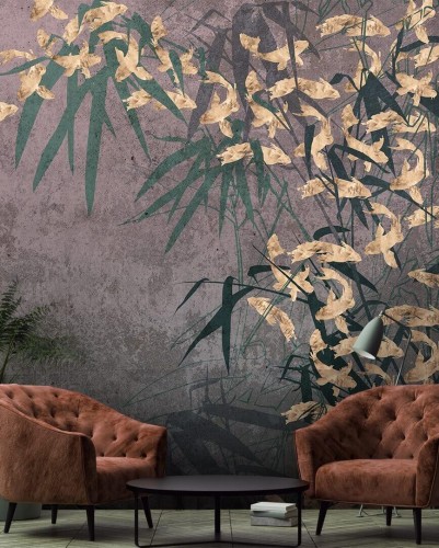 Fototapeta ryby i bambusowe liście Wonderwall Asagi 35042707