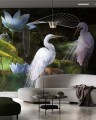 Fototapeta czaple i lilie wodne Wonderwall Bianco 35048603