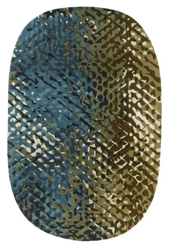 Dywan owalny imitujący skórę APIDEA Bleu Vert Toulemonde Bochart