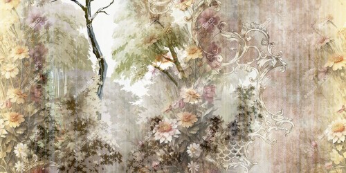 Fototapeta botaniczna w stylu vintage Inkiostro Bianco GAUDY INKLIKO2301_B Flow