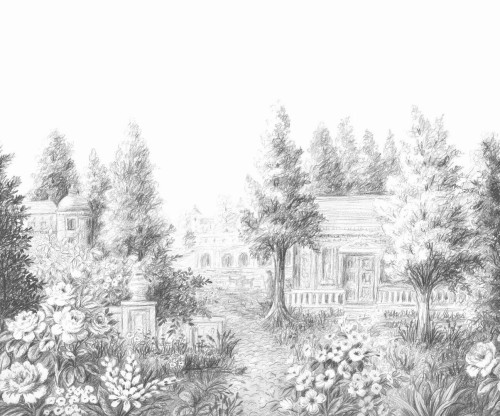 Mural krajobraz ogrodu i dworku francuskiego Casadeco WDWS 89029707 S Parc A La Francaise WonderWalls