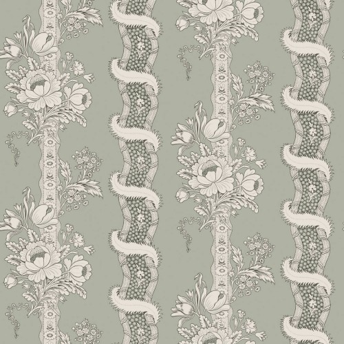 Tapeta kwitnące paski Sandberg S10249 Alexandra Sage Green Le Village