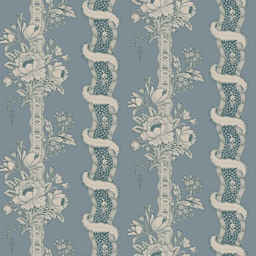Tapeta kwitnące paski Sandberg S10250 Alexandra Misty Blue Le Village