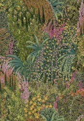 Tkanina z botanicznym wzorem Cole & Son Cascade Linen Union Leaf Green  F121/3012 The Gardens Vol. II