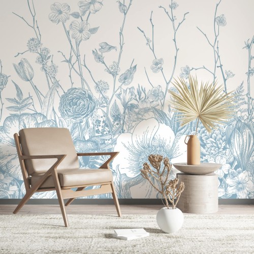 Mural florystyczny PaperMint FLORA Bleu Antique R043 Les Essentiels