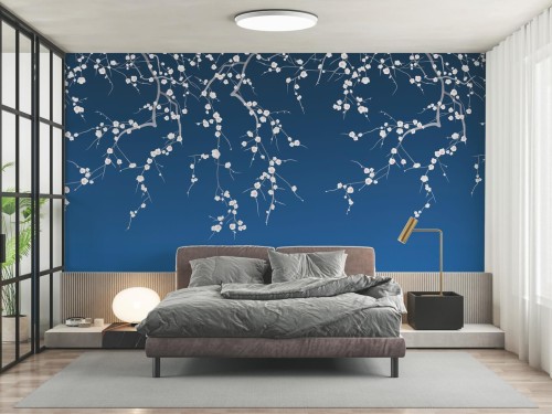 Mural kwitnąca wiśnia PaperMint SAKURA Bleu Fonce R037 Les Essentiels