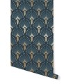 Tapeta art-deco Papermint 1925 Bleu fonce Dore 560 Classics