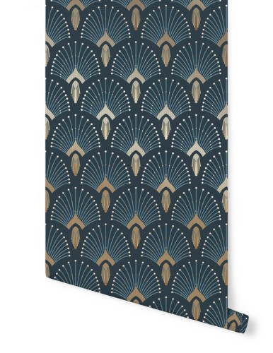 Tapeta art-deco Papermint 1925 Bleu fonce Dore 560 Classics
