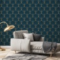 Tapeta art-deco Papermint 1925 Bleu fonce Dore 560 Classics
