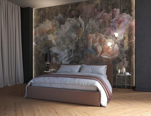 Fototapeta kwiaty vintage Tecnografica 80535-3 CARILLON CARBON Metal