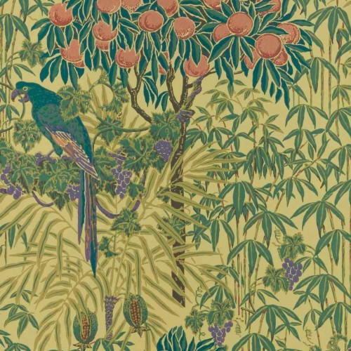 Tapeta egzotyczna z papugami 1838 Wallcoverings 2311-167-03 Macaw Vivid Yellow V&A Decorative Papers