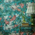 Tapeta angielski ogród 1838 Wallcoverings 2311-168-03 Floribunda Teal V&A Decorative Papers