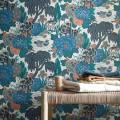 Tapeta chiński ogród 1838 Wallcoverings 2311-169-03 Mandarin Garden Ink V&A Decorative Papers