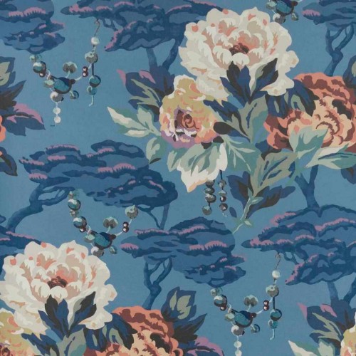Tapeta piwonie 1838 Wallcoverings 2311-170-02 Paeonia Indigo V&A Decorative Papers