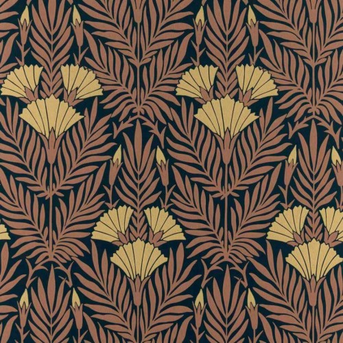 Tapeta kwiaty i liście 1838 Wallcoverings 2311-171-03 Floral Fanfare Burnt Orange V&A Decorative Papers