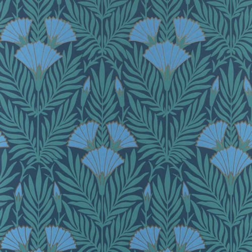 Tapeta kwiaty i liście 1838 Wallcoverings 2311-171-04 Floral Fanfare Cornflower V&A Decorative Papers