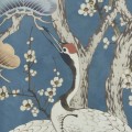 Mural w japońskim stylu z żurawiami 1838 Wallcoverings 2311-174-01 Kyoto Blossom Prussian Blue V&A Decorative Papers
