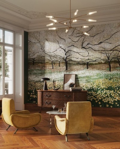 Fototapeta sad kwitnących drzew wiśni Wonderwall Cherry 35049904