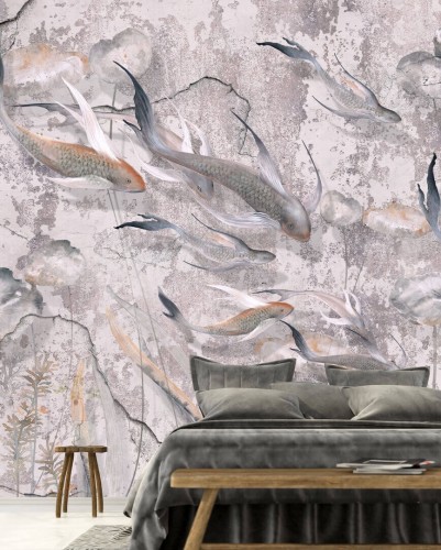 Fototapeta ryby na betonowej ścianie Wonderwall Corso 35041106