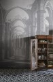 Fototapeta gotycka architektura Rebel Walls R19223 Gothic Arches Grey Vintage Brocade