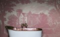 Fototapeta krajobraz zamku Rebel Walls R19226 Swan Pond Dusty Pink Vintage Brocade