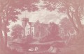 Fototapeta krajobraz zamku Rebel Walls R19226 Swan Pond Dusty Pink Vintage Brocade