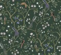 Fototapeta botaniczna Rebel Walls R19250 Songbirds Emerald Vintage Brocade