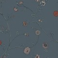 Tapeta delikatne kwiaty Rebel Walls R19282 Flower Thread Blue Vintage Brocade