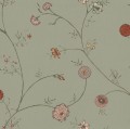 Tapeta delikatne kwiaty Rebel Walls R19283 Flower Thread Green Vintage Brocade