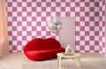Fototapeta geometryczna szachownica Rebel Walls R19414 Chess Pink Maximalism More is More